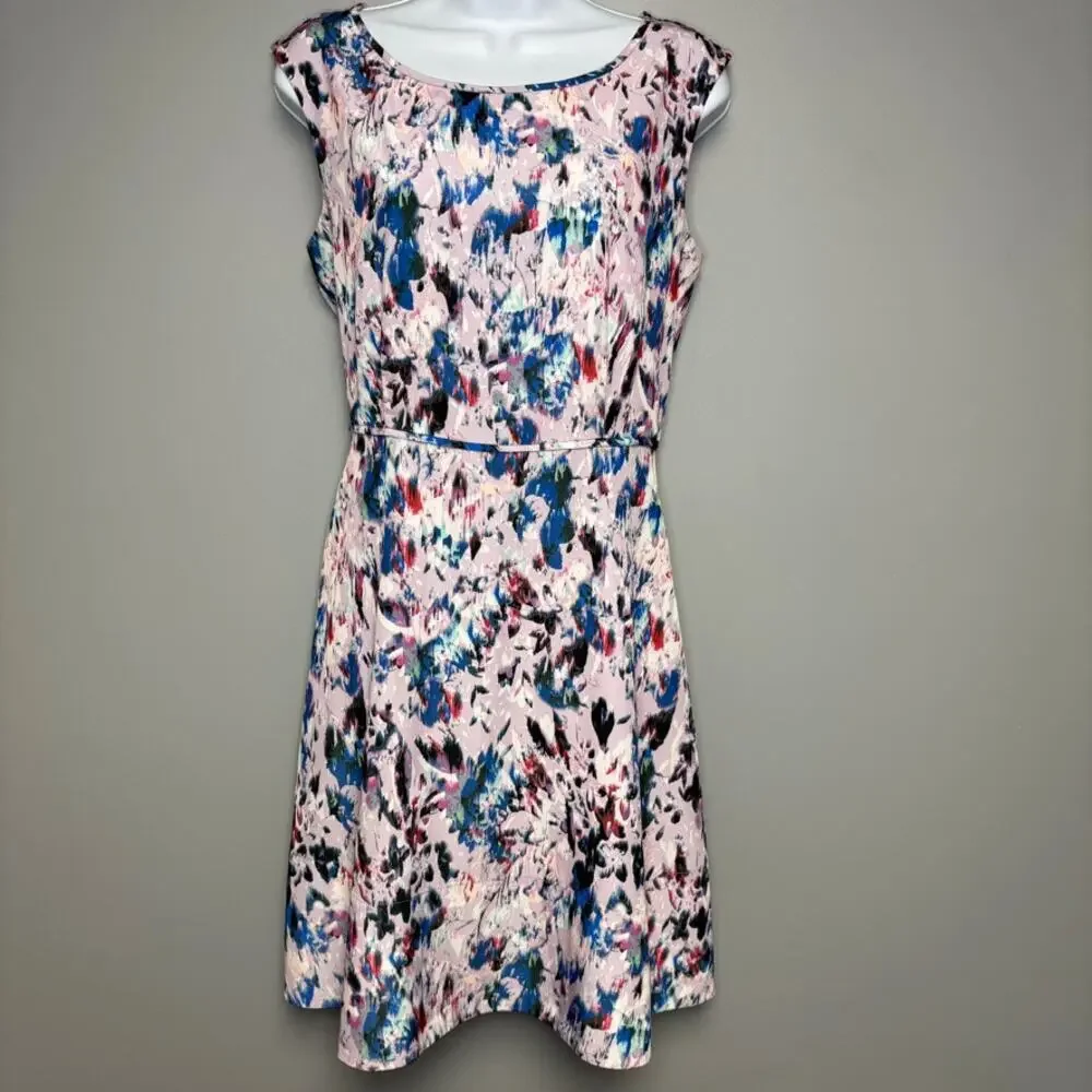 J. Crew Lavender‎ Purple Watercolor Wedding Guest Retro A-Line Dress Sz 8